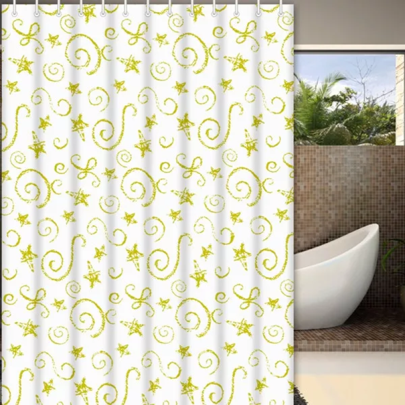 Frap Шторка - фіранка для ванної F8808, поліетилен, 180х180 см, жовтий