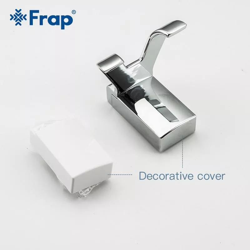 Frap Гачок подвійний для ванної F1805-2 з 2-ма накладками, білий/хром