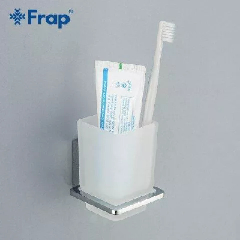 Frap Склянка для щіток F1806, дві накладки, білий/хром