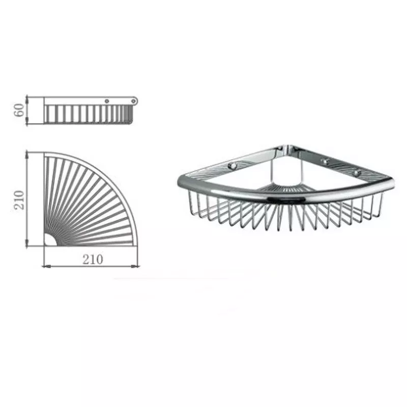 Frap Полиця кутова F352, 240х60 мм, нержавіюча сталь, хром