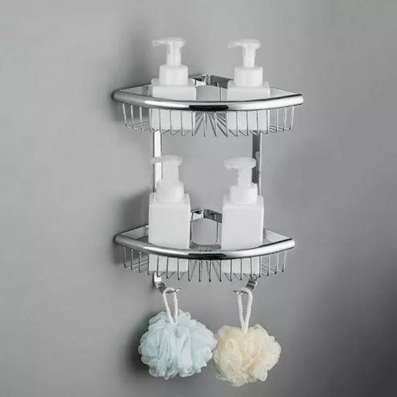 Frap Полиця кутова F352-1, 2-х ярусна, 240х320 мм, нержавіюча сталь, хром