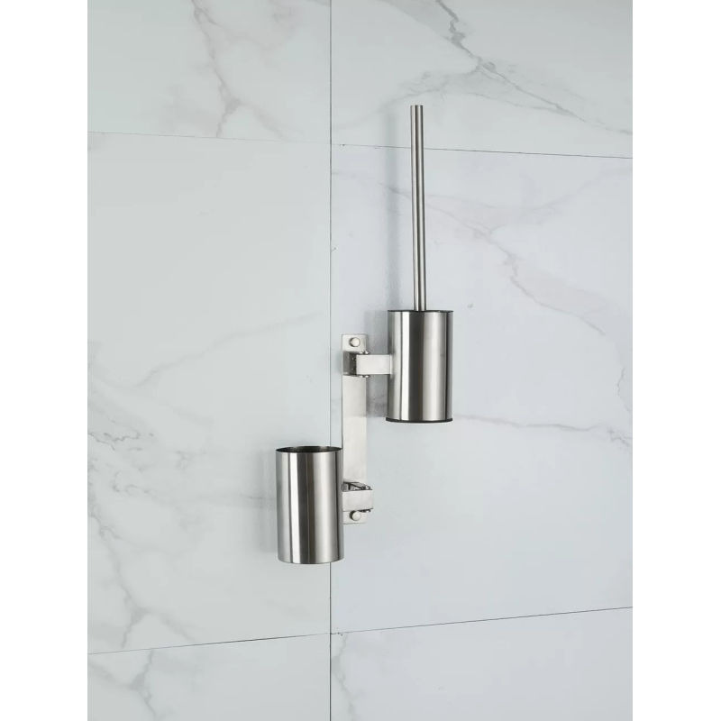 Frap Поворотний настінний йоржик F30410-1 з тримачем для миючого, нержавіюча сталь