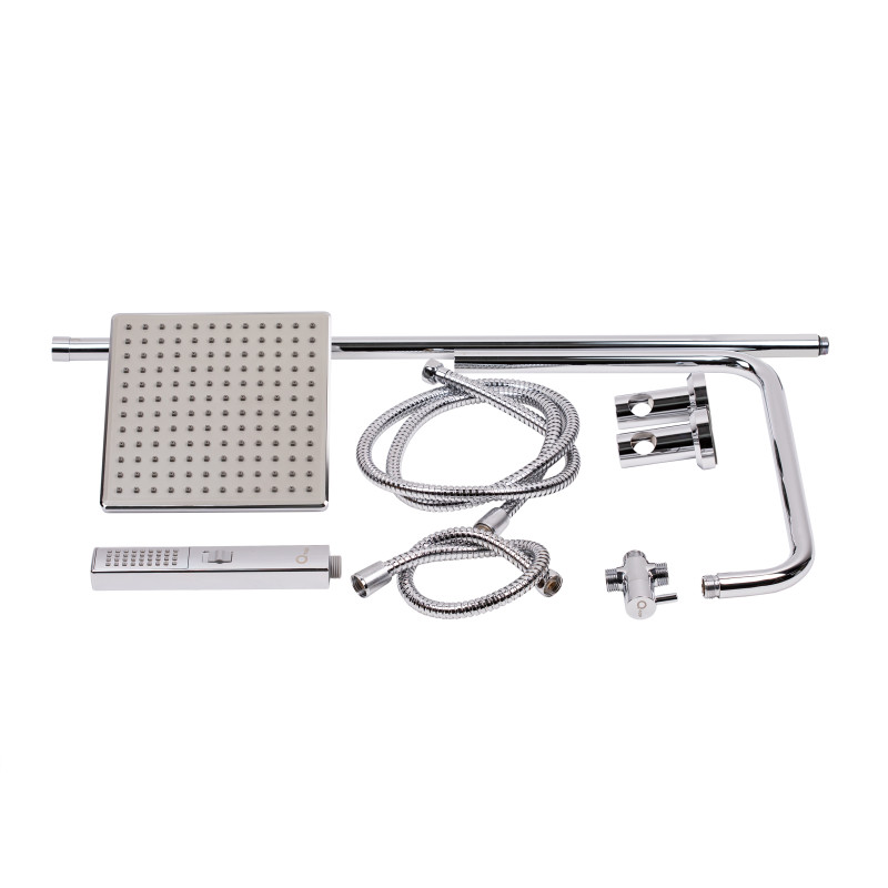 Qtap Душова стійка універсальна Plava на два споживача 1015 мм прямокутна QT1001CRM Chrome