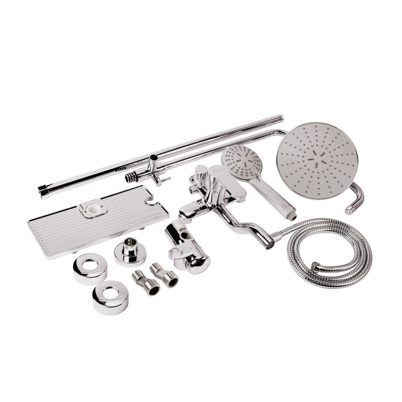 Qtap Душова система універсальна Plava на три споживача (з виливом) QT1004CRM Chrome