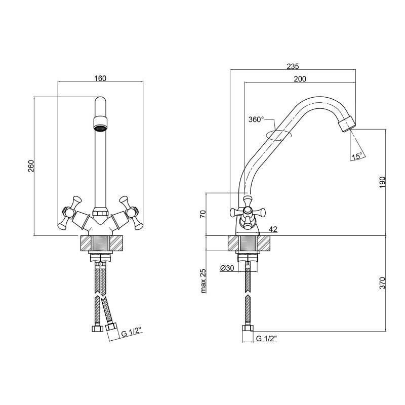 Lidz Змішувач для кухні Lamb 271F двохвентильний LDLAM271FCRM21889 Chrome