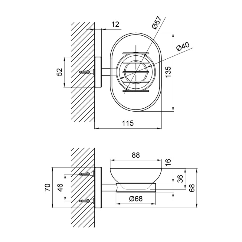 Lidz Мильниця з тримачем Oreo 0201 настінна (матове скло) LDORE0201CRM22083 Chrome