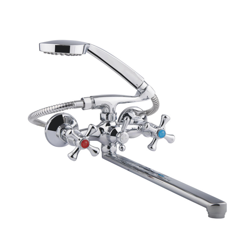 Lidz Змішувач для ванни Lamb 143 з поворотним виливом двохвентильний (з душовим гарнітуром) LDLAM143CRM22143 Chrome