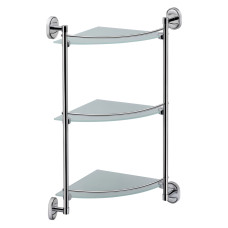 Lidz Полиця кутова Oreo 1003 скляна 3 ярусна LDORE1003CRM22182 Chrome