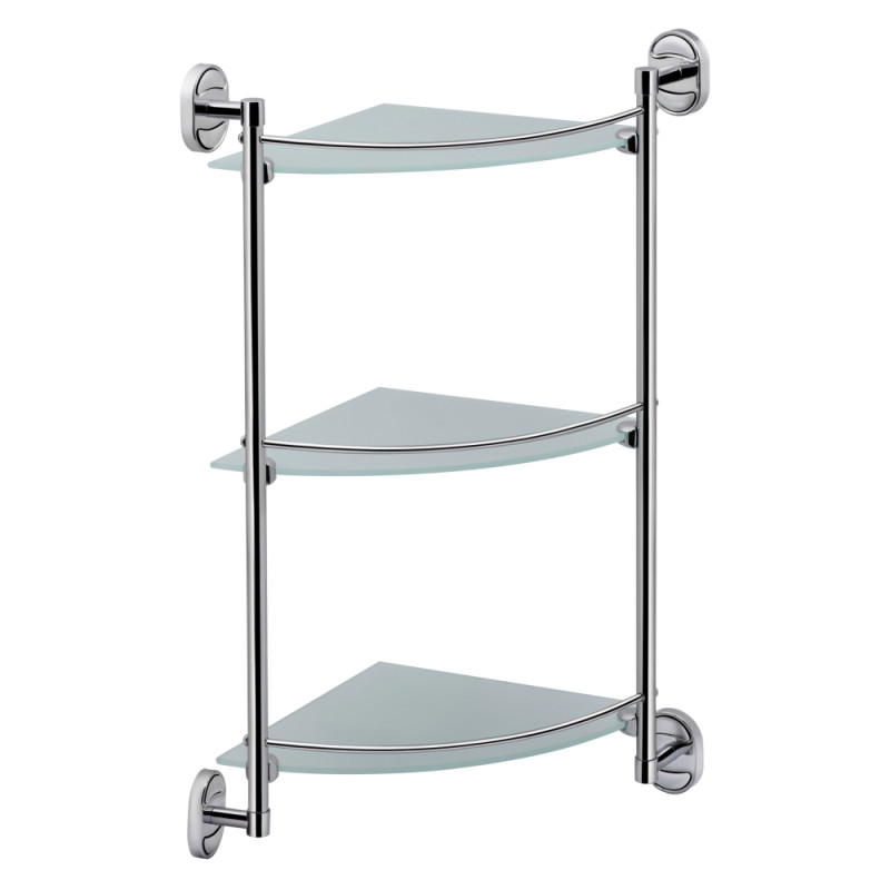 Lidz Полиця кутова Oreo 1003 скляна 3 ярусна LDORE1003CRM22182 Chrome