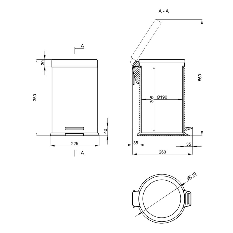 Lidz Відро для сміття Oreo 0108 8 л LDORE0108CRM22255 Chrome