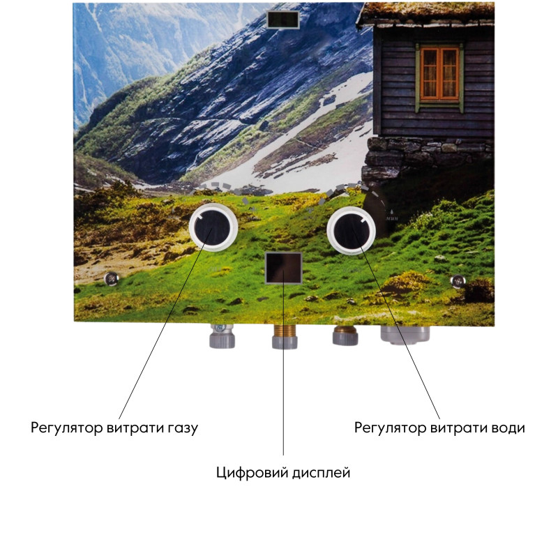 Thermo Alliance Колонка газовая дымоходная JSD20-10GC 10 л панель стеклянная с рисунком горы (JSD2010GCMOUNTAINSGLASS)