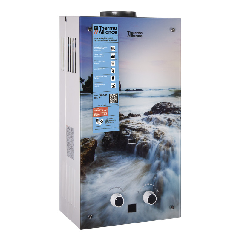 Thermo Alliance Колонка газовая дымоходная JSD20-10GA 10 л панель стеклянная с рисунком море (JSD2010GASEAGLASS)