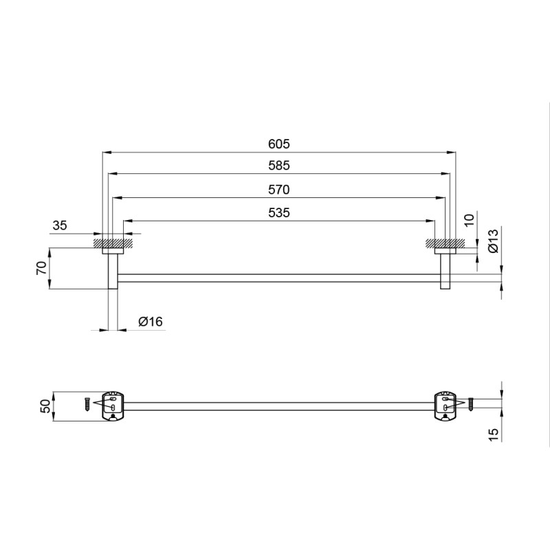 Qtap Тримач для рушника Liberty 605 мм QTLIBCRM1124 Chrome