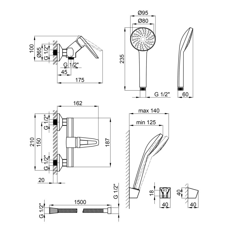 Lidz Змішувач для душу Sofi 010 (з душовим гарнітуром) (k35) LDSOF010CRM29156 Chrome