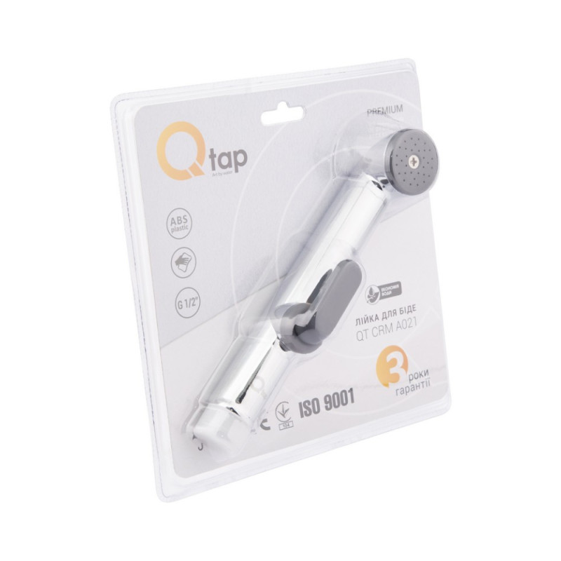 Qtap Лійка для гігієнічного душу Rucni округла QTCRMA021 Chrome/Black
