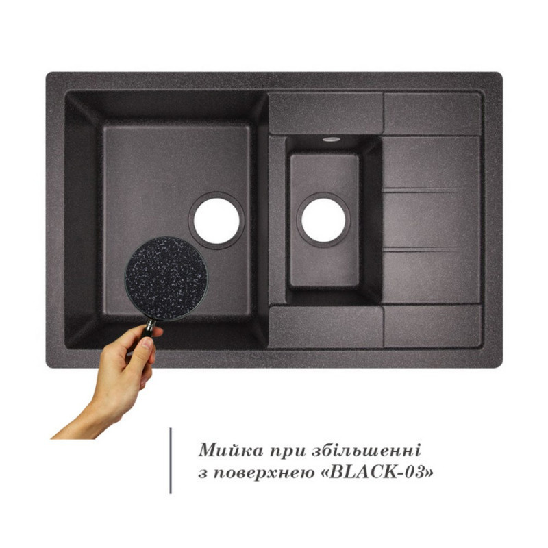 Lidz Кухонна мийка з додатковою чашею 780x495/200 BLA-03 (LIDZBLA03780495200)