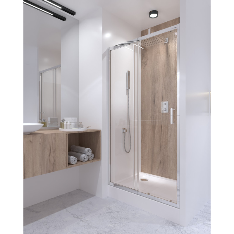 Qtap Душові двері в нішу Taurus CRM201-11.C6 97-108x185 см, скло Clear 6 мм, покриття CalcLess