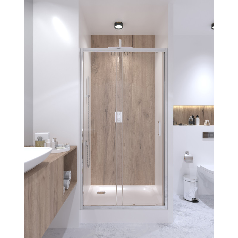 Qtap Душові двері в нішу Taurus CRM201-11.C6 97-108x185 см, скло Clear 6 мм, покриття CalcLess