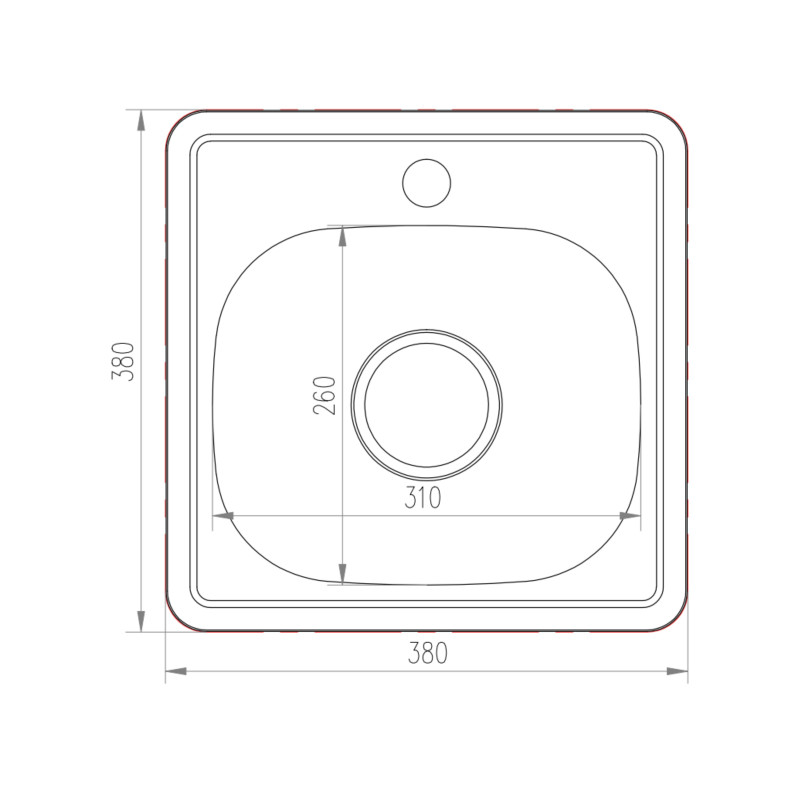 Lidz Кухонна мийка 3838 0,6 мм Satin (LIDZ3838POL06)