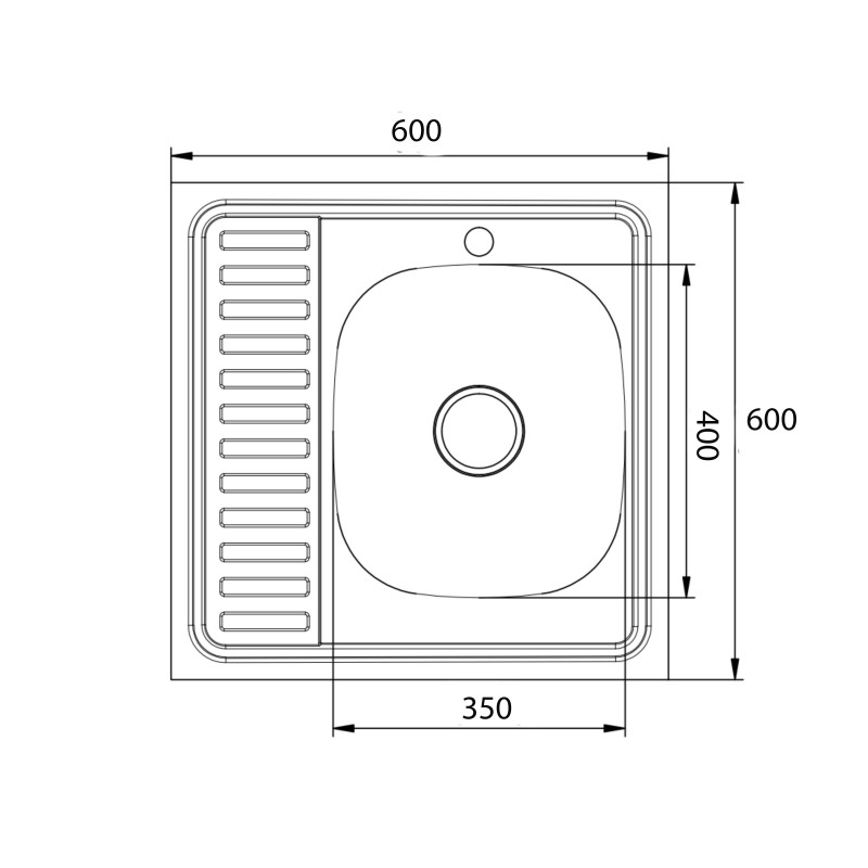 Lidz Кухонна мийка 6060-R 0,6 мм Satin (LIDZ6060RSAT06)