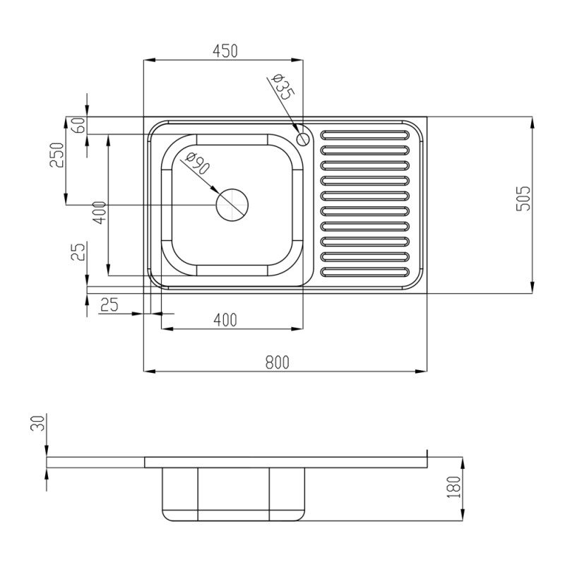 Lidz Кухонна мийка 5080-L 0,8 мм Satin (LIDZ5080LSAT8)