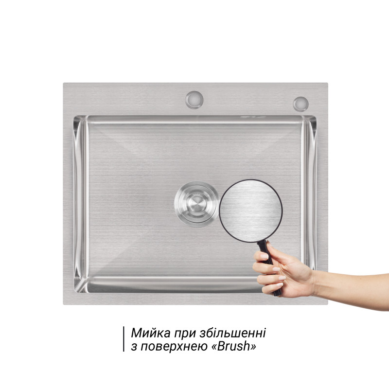 Lidz Мийка для кухні інтегрована Handmade H6050 (LDH6050BRU35371) Brushed Steel 3,0/0,8 мм