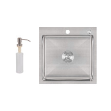 Lidz Мийка для кухні інтегрована Handmade H5050 (LDH5050BRU35375) Brushed Steel 3,0/0,8 мм