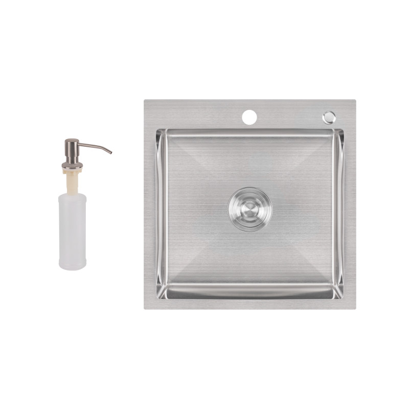 Lidz Мийка для кухні інтегрована Handmade H5050 (LDH5050BRU35375) Brushed Steel 3,0/0,8 мм