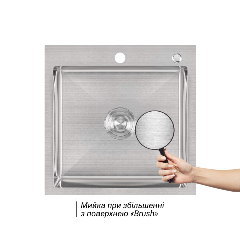 Lidz Мийка для кухні інтегрована Handmade H5050 (LDH5050BRU35375) Brushed Steel 3,0/0,8 мм