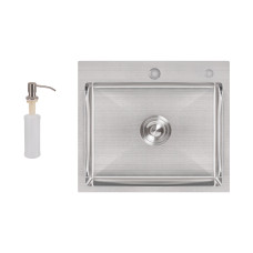 Lidz Мийка для кухні інтегрована Handmade H5045 (LDH5045BRU35383) Brushed Steel 3,0/0,8 мм