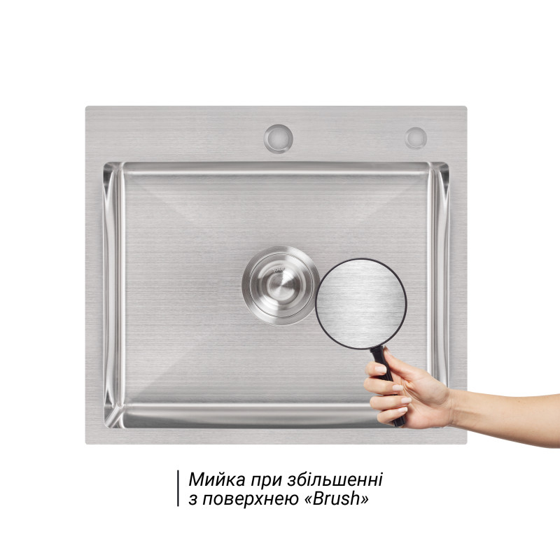 Lidz Мийка для кухні інтегрована Handmade H5045 (LDH5045BRU35383) Brushed Steel 3,0/0,8 мм