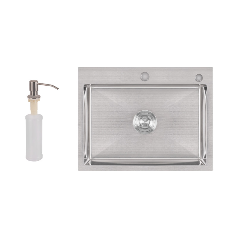 Lidz Мийка для кухні інтегрована Handmade H5845 (LDH5845BRU35384) Brushed Steel 3,0/0,8 мм