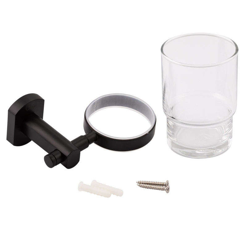 Qtap Склянка з тримачем Liberty настінна QTLIBBLM1158 Black