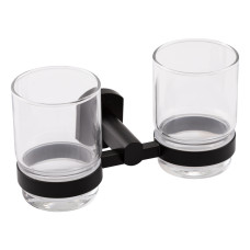 Qtap Склянка з тримачем Liberty настінна подвійна QTLIBBLM1155 Black