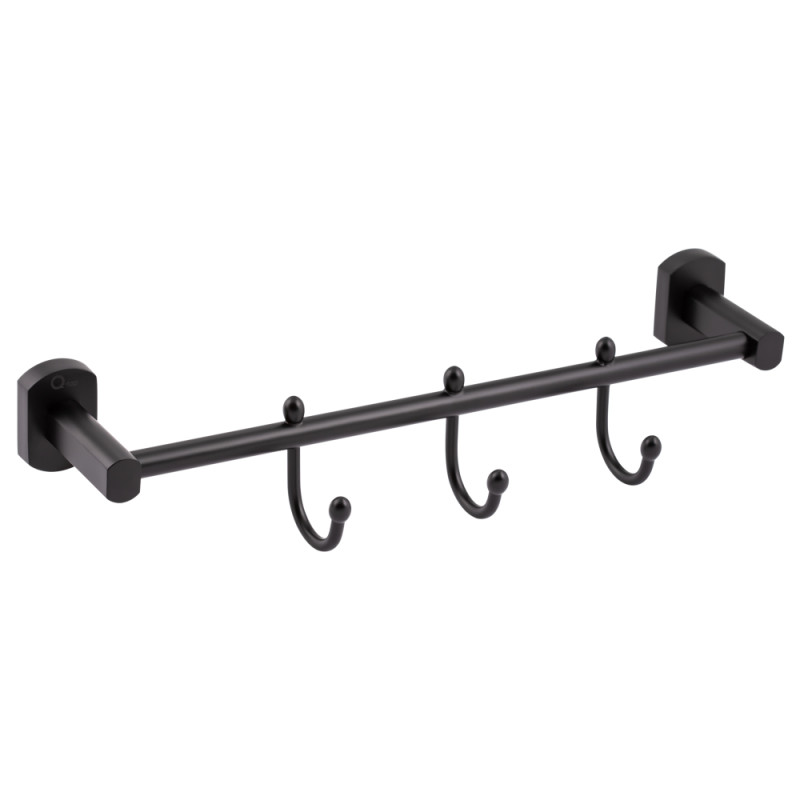 Qtap Тримач для рушника Liberty 3 гачка 365 мм QTLIBBLM1154-3 Black
