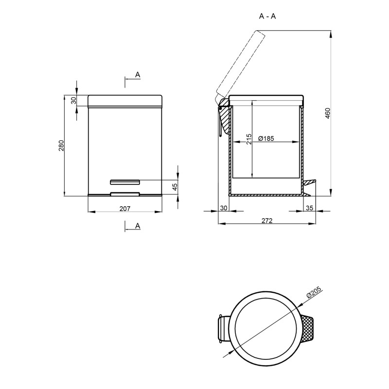 Qtap Відро для сміття Liberty 5 л QTLIBBLM1149 Black