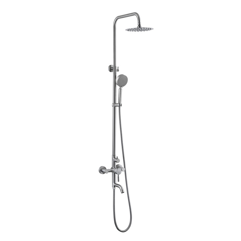 Lidz Душова система універсальна Aria 1030 на три споживача (з виливом) (k35) LDARI1030NKS34932 Nickel