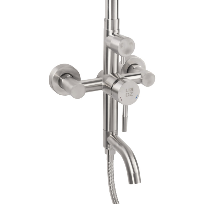 Lidz Душова система універсальна Aria 1030 на три споживача (з виливом) (k35) LDARI1030NKS34932 Nickel