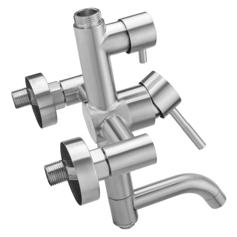 Lidz Душова система універсальна Aria 1030 на три споживача (з виливом) (k35) LDARI1030NKS34932 Nickel