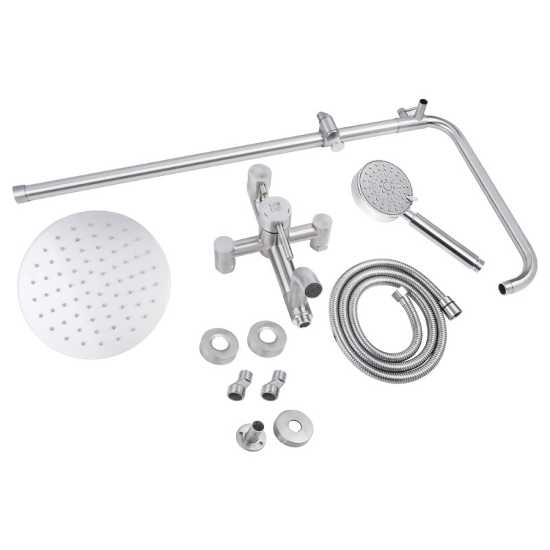 Lidz Душова система універсальна Aria 1030 на три споживача (з виливом) (k35) LDARI1030NKS34932 Nickel