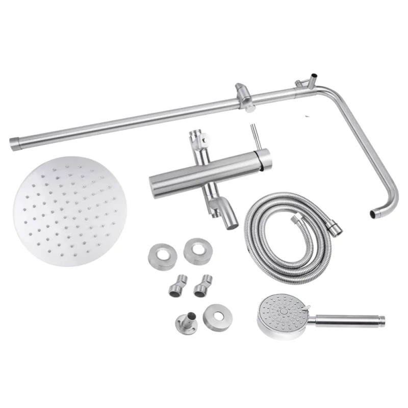 Lidz Душова система універсальна Aria 1031 на три споживача (з виливом) (k35) LDARI1031NKS34933 Nickel