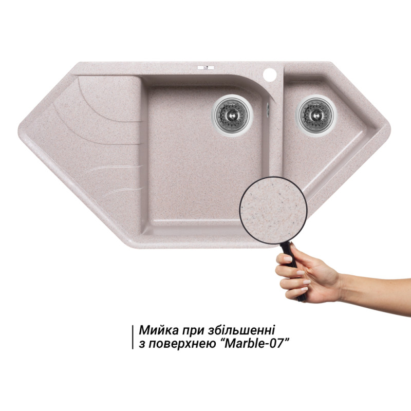 Lidz Кухонна мийка з додатковою чашею 1000x500/225 MAR-07 (LIDZMAR071000500225)