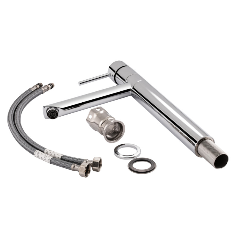 Qtap Змішувач для раковини Spring з поворотним виливом високий QTSPRCRM001XL Chrome