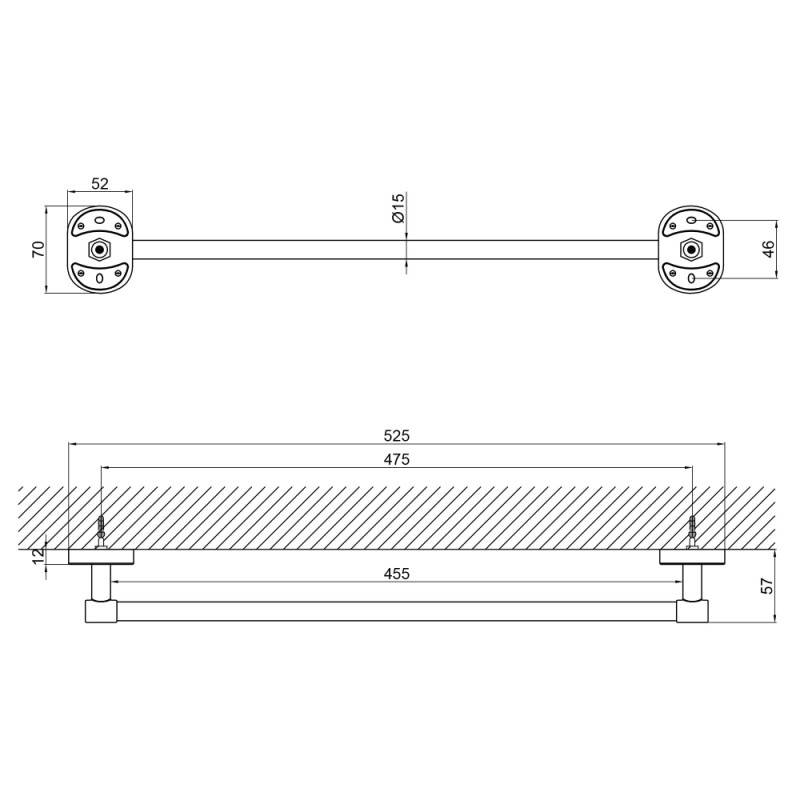 Lidz Тримач для рушника Oreo 0100 55 см LDORE0100CRM37457 Chrome