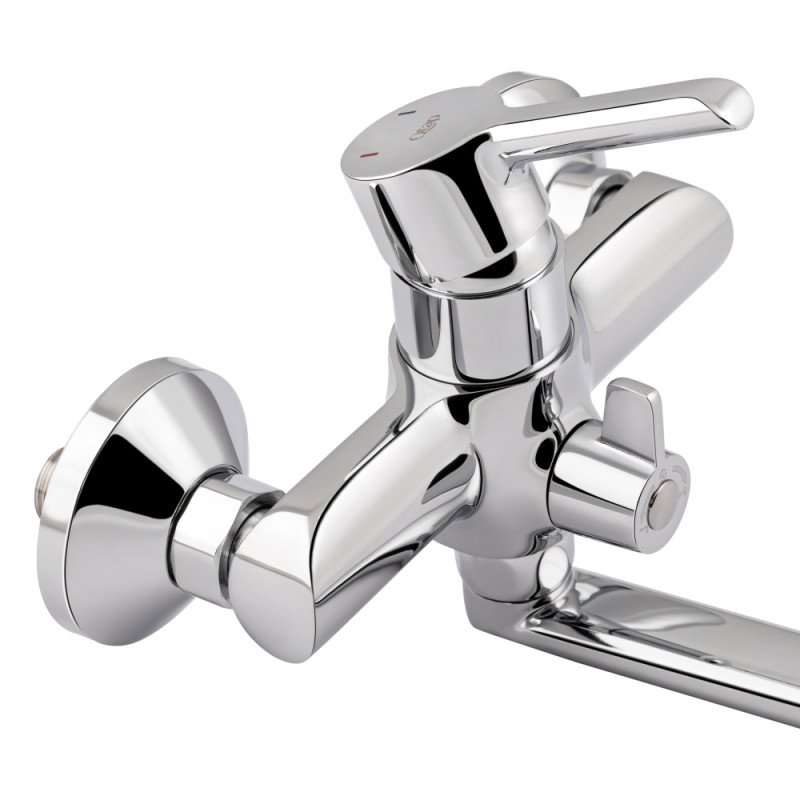 Qtap Змішувач для ванни Grand з поворотним виливом (з душовим гарнітуром) QTGRACRM005 Chrome