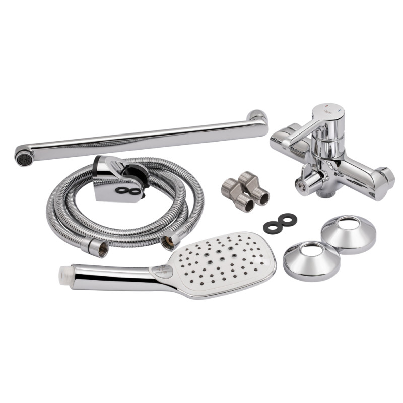Qtap Змішувач для ванни Grand з поворотним виливом (з душовим гарнітуром) QTGRACRM005 Chrome