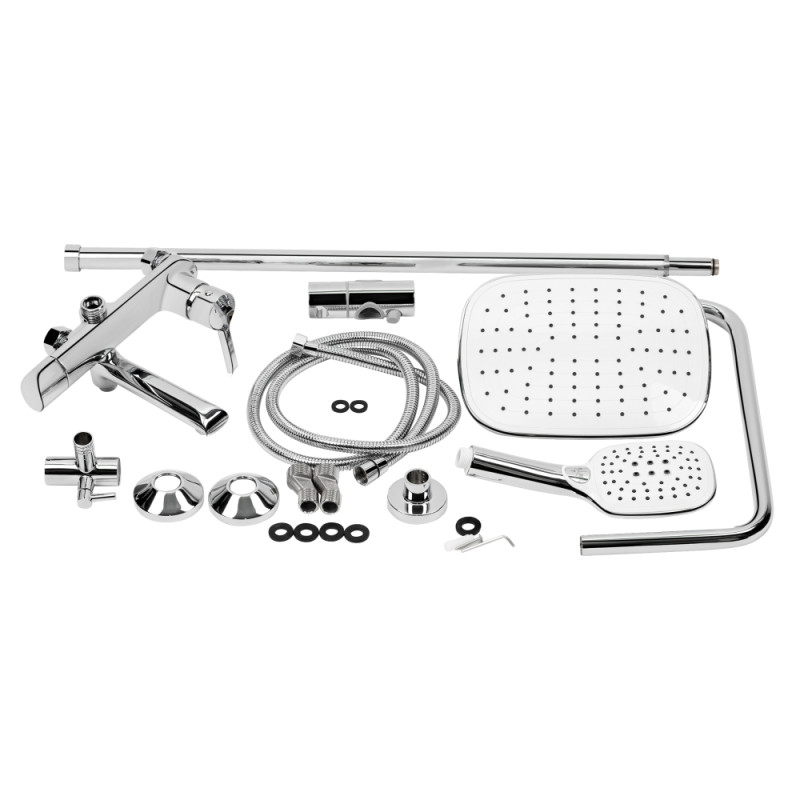 Qtap Душова система універсальна Grand на три споживача (з виливом) QTGRACRM1004 Chrome