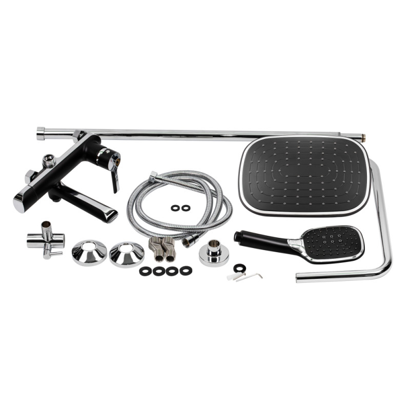 Qtap Душова система універсальна Grand на три споживача (з виливом) QTGRABCR1004 Chrome/Black