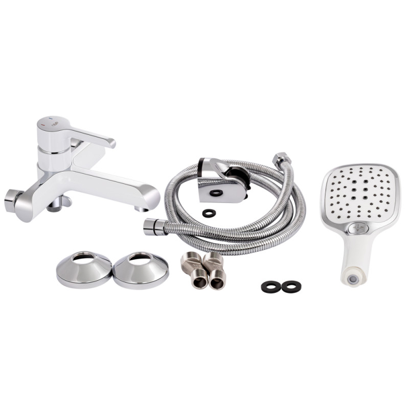 Qtap Змішувач для ванни Grand (з душовим гарнітуром) QTGRAWCR006 Chrome/White