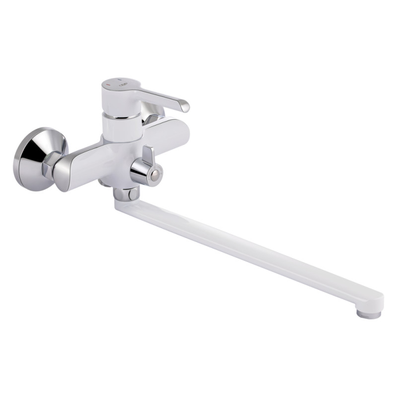 Qtap Змішувач для ванни Grand з поворотним виливом (з душовим гарнітуром) QTGRAWCR005 Chrome/White